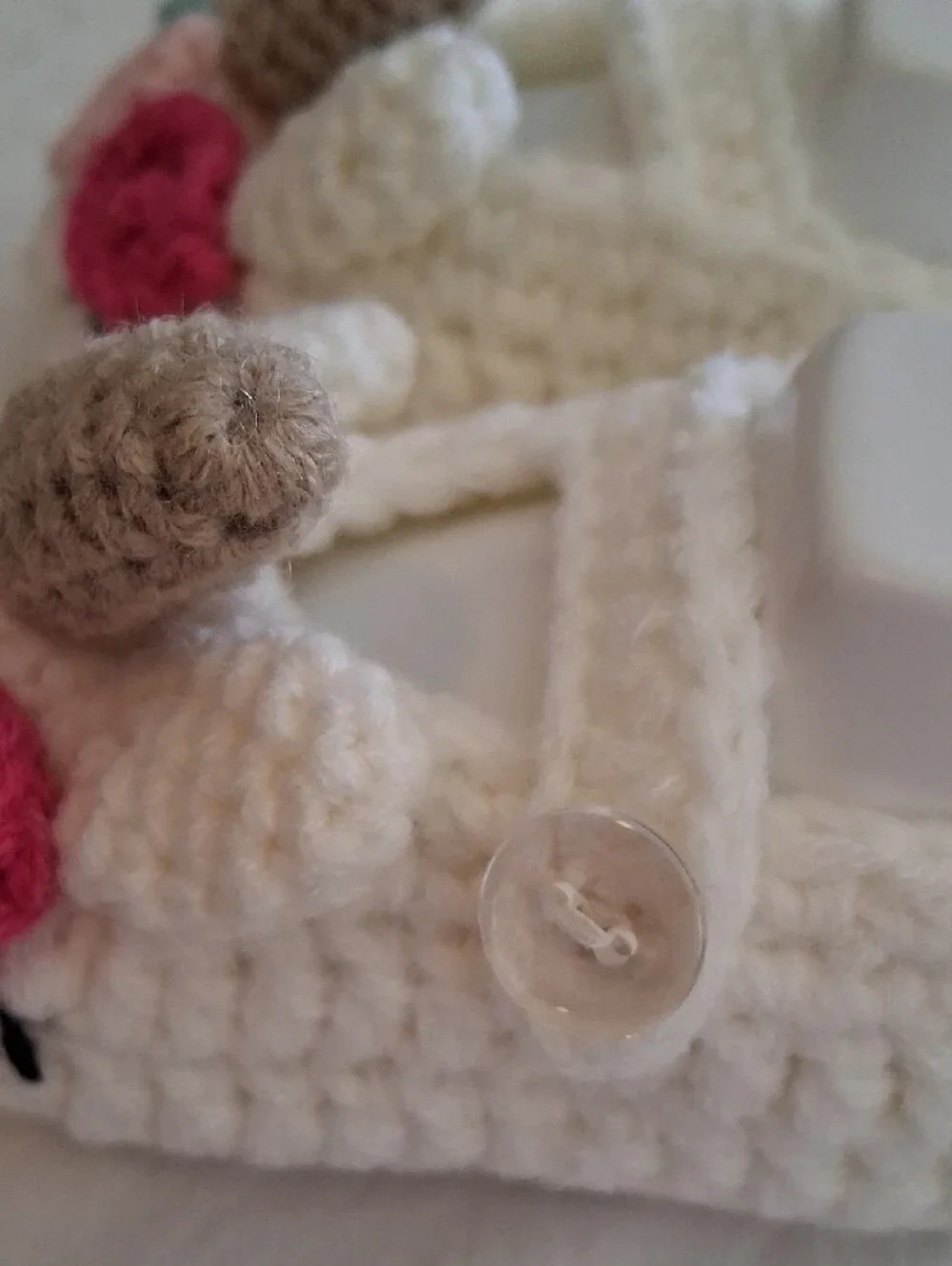 Handmade White Unicorn Crochet Baby Shoes with Pink &Mint Flowers Baby Girl(0-6M